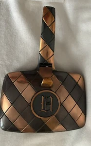 Vintage Hyde Park Silent Butler Ashtray/Crumbs Brass Dustpan Monogrammed - Picture 1 of 6