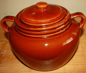 Boston Warehouse Topf mit Deckel braune Glasur Vintage 1992 7,5" hoch Ex. Cond. - Bild 1 von 6
