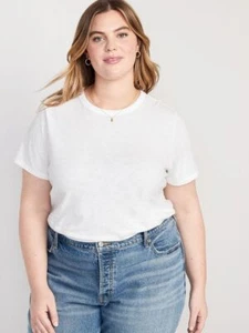 OLD NAVY Women's White Cotton Crew-Neck Top EveryWear T-Shirt PLUS Size 2X - 3X - Picture 1 of 4