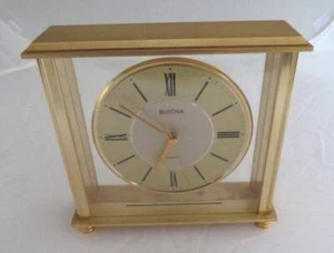 BULOVA B1700 Classic BRASS Analog Tabletop Square CLOCK Quartz Japan Elegant - Picture 1 of 4
