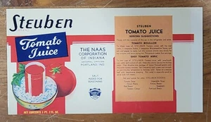 FILE COPY Label Can Steuben Naas Portland Indiana Tomato Juice - Picture 1 of 1