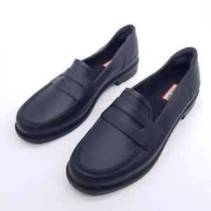 Hunter Loafer Women's 9 Black Penny Slip-On Shoes Rubber Matte Waterproof - Picture 1 of 10