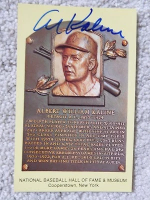 Al Kaline Signed Auto Autographed HOF Plaque Postcard Detroit Tigers JSA - Image 1 of 4