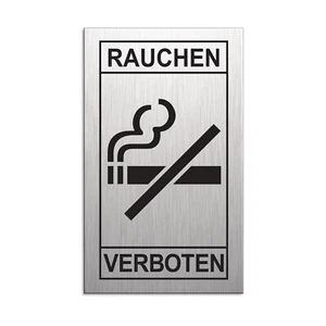 Schild Rauchen verboten rauchverbot Aluminium Edelstahloptik l 60x100 mm - Bild 1 von 1