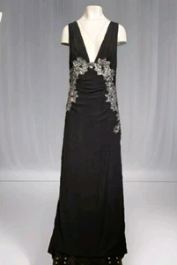 đŸ’¥STUNNING MANDALAY Y2K Evening COCKTAIL MAXI DRESS Embellished BLACK 14 - Picture 1 of 13