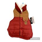 Fab Dog Coat Red Quilted Faux Shearling Lined Vintage Style Red Brown Small New