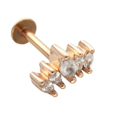 Five Marquise CZ Lip Labret Conch Tragus Daith Helix Ear Cartilage Studs 16G - Image 1 of 4