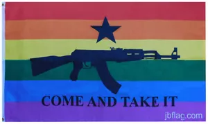 Rainbow GAY LESBIAN Revolution Come And Take It 100D 3x5 3'x5' Flag Banner - Picture 1 of 4