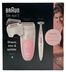 Braun Silk-epil 5 5-820 SensoSmart Wet&Dry Akku-Epilierer - Rosa/​Weiß / Defekt - Bild 1 von 7