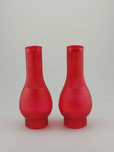 Red Tapered Glass Chimney/Globe-Set of 2 - Picture 1 of 1