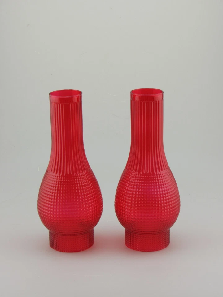 Chaminé/globo de vidro cônico vermelho - Conjunto de 2 - Imagem 1 de 1