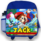 Personalised Kids Blue Backpack Any Name Mario Bros Boys Childrens School Bag 1