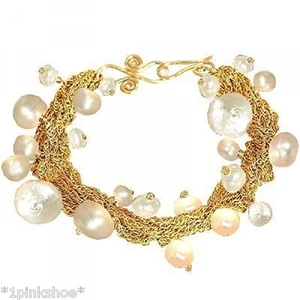 Boracay 34 ~ Perlen Cluster Multi-Strang Armband, Metall Auswahl - Bild 1 von 4