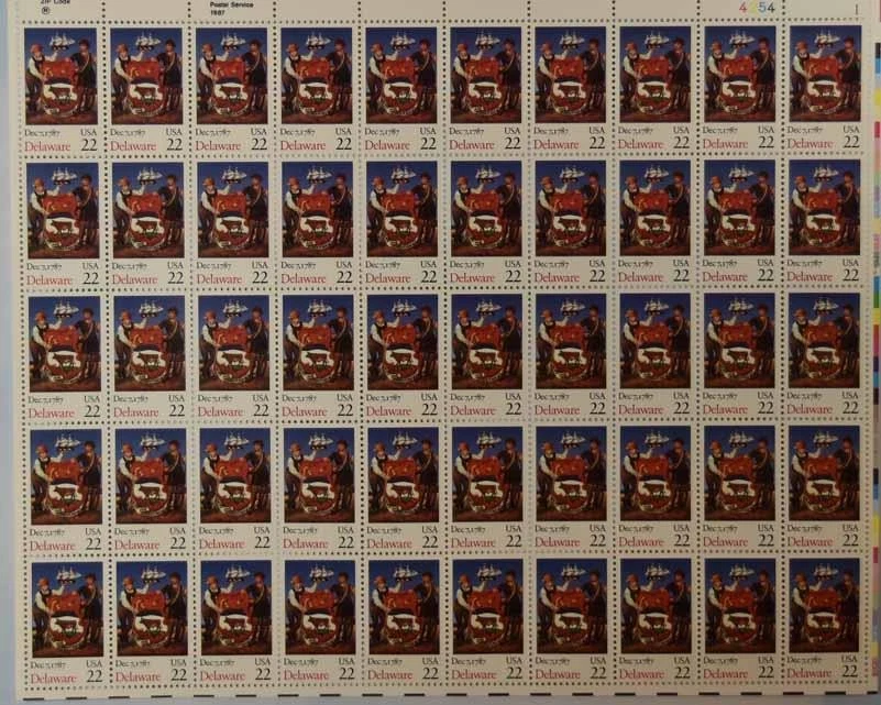 US SCOTT 2336 PANE OF 50 DELAWARE STATEHOOD STAMPS 22 CENT FACE  MNH - Image 1 of 1