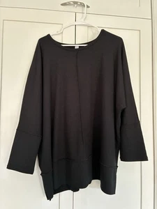 SPANX Perfect Length Three-Quarter Dolman-Sleeve T-Shirt Top Black 1X Minimalist - Picture 1 of 6