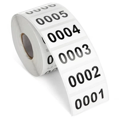 STOCKROOM PLUS Roll of 0001-1000 Consecutive Inventory Number Stickers for Labeling, 1.6 x 0.8"