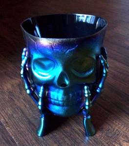 Halloween Trick or Treat Totenkopf Bonboniere Schale Skelett Hände Met. Flourescent - Bild 1 von 7