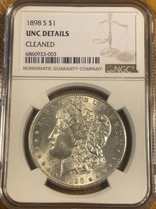 1898-S Morgan Silver Dollar $1 NGC UNC Details Cleaned - Picture 1 of 4