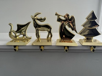 Lote De Colección De 4 Medias De Latón Pesado Navidad Noel Grandeur $100+ Nuevos Foto 1 de 4