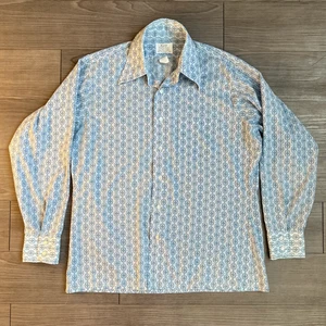 Vtg 70s Kent Collection by Arrow Patterned Pointed Collar Button Down Disco XL - Picture 1 of 5