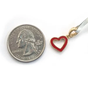 David Yurman Neu Herz Kabel Anhänger Verstärker IN Rot Emaille Und 18K Gelbgold - Bild 1 von 5
