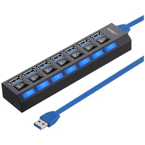 USB Hub 7 Ports Tragbar USB 3.0 mit LED Netzschaltern für Laptop PC MacBook - Bild 1 von 10