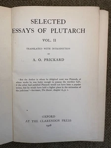 📘 Selected Essays of Plutarch Vol II 1918 Oxford A O Prickard Cloth No DJ - Picture 1 of 23