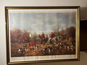 GROSSER FUCHSJAGD REITER & HUNDE PFERD REITER DRUCK GEMÄLDE SIGNIERT Hi - Bild 1 von 10