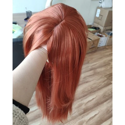 Медный красный длинный прямой костюмный парик с челкой синтетические волосы термостойкий - Изображение 1 из 4