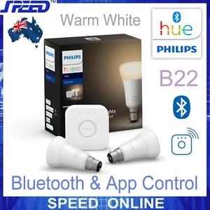 PHILIPS Hue White Starter Kit A60 Bluetooth & WiFi - (2x B22 Bulbs + V2 Bridge) - Picture 1 of 8