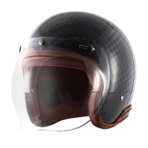 Motorcycle Open Face Helmet Axor Retro Carbon Helmet Clear Bubble Visor Black(M) - Bild 1 von 6