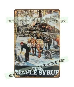 maple syrup collector horse harvesting tree cabin metal tin sign lodge cafe - Picture 1 of 4
