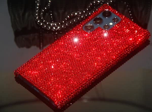 Bling Red Diamond Case F Samsung Galaxy S24 S22 S23 Ultra WITH SWAROVSKI ELEMENT - Picture 1 of 11