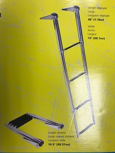 SWIM LADDER TELESCOPING OVER PLATFORM 4 STEP 71321 BOAT STAINLESS STEEL LADDER - Picture 1 of 4
