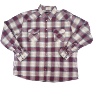 Hooey Snap Button Down Shirt Women XXL Red Cream Beige Plaid Western Flannel Top - Imagen 1 de 13