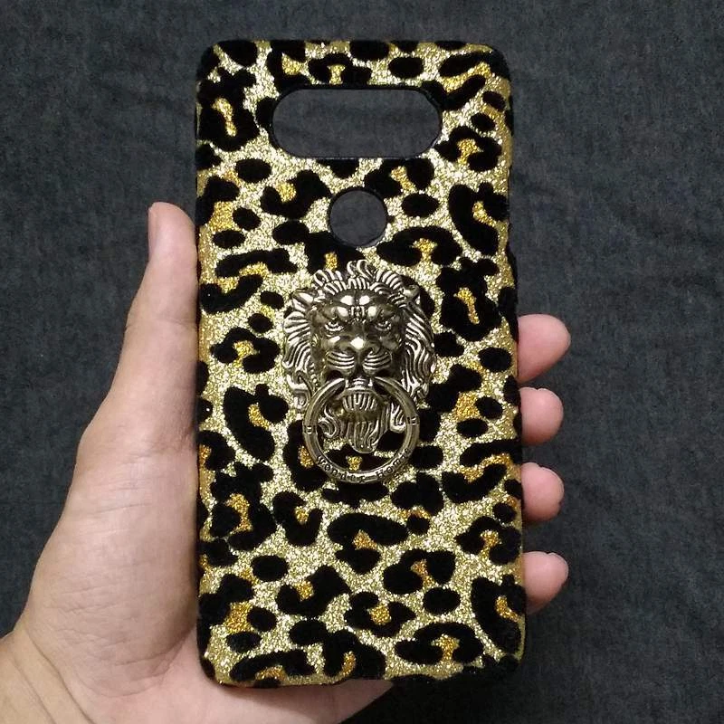 For Phones 3D Bling Deluxe Shiny Leopard Lion Head Finger Holder Back Hard Case - Image 1 of 1
