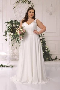 Brautkleid fließend LS222014 Farbe Ivory Gr. 44 NEU Angebot - Bild 1 von 1