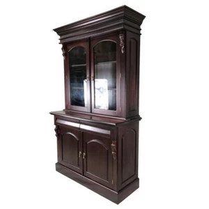 Solid Mahogany Wood Bookcase / Display Cabinet Antique Victorian Style - Picture 1 of 8