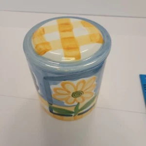 Mr Bitts Bakery Ceramic Canister Yellow And Blue Floral - Picture 1 of 7