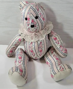Teddy Bear Stuffed Plush Floral Pattern Teddy Bear Button Movable Limbs - Picture 1 of 5