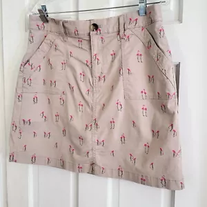 Croft & Barrow Damengröße 12 Stretch khaki hellbraun mit Flamingomuster Golfskort - Bild 1 von 7