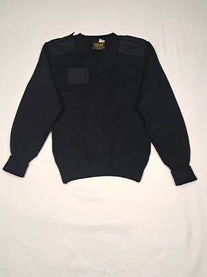 Citadel Military Sweater Men's Small Black V Neck Elbow shoulder Patches - Image 1 of 4