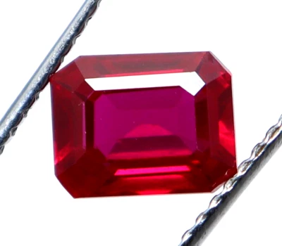Natural 5.20 Ct Red Ruby Emerald Cut Extremely Certified Rare Loose Gemstone - Image 1 of 4