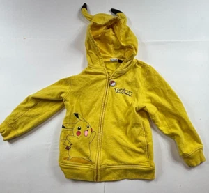 Pokemon Pikachu Full Zip Hooded Sweatshirt Hoodie Costume Yellow Youth Small - Picture 1 of 5