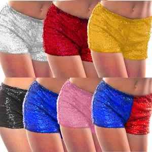 90s Sexy Hotpants Sequinl Party Stretch Shorts Hot Pants Harlequin Festival 80s - Picture 1 of 8