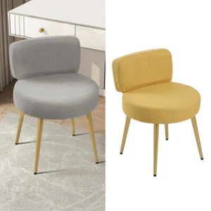 Fabric Upholstered Vanity Stool Bedroom Makeup Stools Dressing Chair Padded Seat - Picture 1 of 12