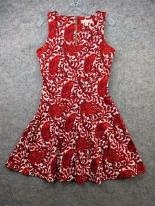 Michael Kors Kleid Damen 8 rot weiß Paisley Batik ärmellos Fit & Flare Boho - Bild 1 von 13