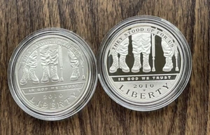 2010-W AMERICAN VETERANS DISABLED FOR LIFE SILVER DOLLAR PROOF & UNCIRC COMM SET - Picture 1 of 8