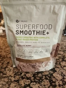 It Works Superfood Smoothie Chocolate Berry 15.3 Oz Vegan Low Carb Supplement - Picture 1 of 8