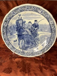 Vintage Plate, Boch Belgium Delfts, Royal Sphinx Blue Wedding Carriage - Picture 1 of 6